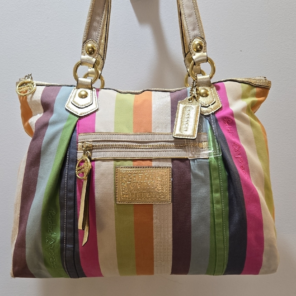 Coach Poppy Legacy Stripe Tote